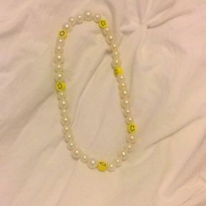 Homemade smiley face beaded necklace! (Adjustable)